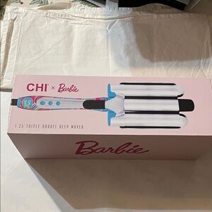 NWT CHI x Barbie 1.25" Triple Barrel Deep Waver - multi colored blue theme